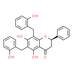 ChemSpider 2D Image | (2R)-5,7-Dihydroxy-6,8-bis(2-hydroxybenzyl)-2-phenyl-2,3-dihydro-4H-chromen-4-one | C29H24O6