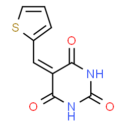 ChemSpider 2D Image | 5-(2-Thienylmethylene)-2,4,6(1H,3H,5H)-pyrimidinetrione | C9H6N2O3S