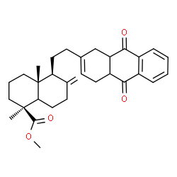 ChemSpider 2D Image | Methyl (1S,4aR,5S)-5-[2-(9,10-dioxo-1,4,4a,9,9a,10-hexahydro-2-anthracenyl)ethyl]-1,4a-dimethyl-6-methylenedecahydro-1-naphthalenecarboxylate | C31H38O4