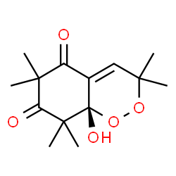 ChemSpider 2D Image | (8aR)-8a-Hydroxy-3,3,6,6,8,8-hexamethyl-8,8a-dihydro-1,2-benzodioxine-5,7(3H,6H)-dione | C14H20O5