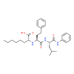 ChemSpider 2D Image | (2R)-2-{[(2S)-1-{[(2S)-1-Anilino-4-methyl-1-oxo-2-pentanyl]amino}-1-oxo-4-phenyl-2-butanyl]amino}octanoic acid | C30H43N3O4