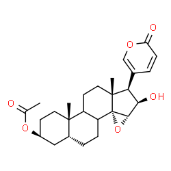 ChemSpider 2D Image | (3beta,5beta,8xi,9xi,14alpha,15alpha,16beta)-3-Acetoxy-16-hydroxy-14,15-epoxybufa-20,22-dienolide | C26H34O6