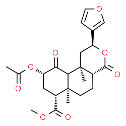 ChemSpider 2D Image | Methyl (2S,4aR,6aR,7R,9S,10bR)-9-acetoxy-2-(3-furyl)-6a,10b-dimethyl-4,10-dioxododecahydro-2H-benzo[f]isochromene-7-carboxylate | C23H28O8