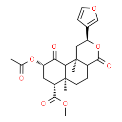 ChemSpider 2D Image | Methyl (2S,6aR,7R,9S,10bR)-9-acetoxy-2-(3-furyl)-6a,10b-dimethyl-4,10-dioxododecahydro-2H-benzo[f]isochromene-7-carboxylate | C23H28O8