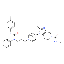 ChemSpider 2D Image | N,2-Dimethyl-1-[(3-exo)-8-(3-{[(4-methylphenyl)carbamoyl](phenyl)amino}propyl)-8-azabicyclo[3.2.1]oct-3-yl]-1,4,6,7-tetrahydro-5H-imidazo[4,5-c]pyridine-5-carboxamide | C33H43N7O2