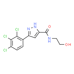 ChemSpider 2D Image | N-(2-Hydroxyethyl)-3-(2,3,4-trichlorophenyl)-1H-pyrazole-5-carboxamide | C12H10Cl3N3O2