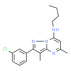 ChemSpider 2D Image | N-Butyl-2-(3-chlorophenyl)-3,5-dimethylpyrazolo[1,5-a]pyrimidin-7-amine | C18H21ClN4