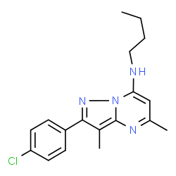 ChemSpider 2D Image | N-Butyl-2-(4-chlorophenyl)-3,5-dimethylpyrazolo[1,5-a]pyrimidin-7-amine | C18H21ClN4