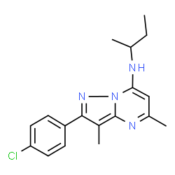 ChemSpider 2D Image | N-sec-Butyl-2-(4-chlorophenyl)-3,5-dimethylpyrazolo[1,5-a]pyrimidin-7-amine | C18H21ClN4