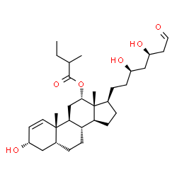 ChemSpider 2D Image | (3S,5R,8R,9S,10R,12S,13R,14S,17R)-17-[(3R,5R)-3,5-Dihydroxy-7-oxoheptyl]-3-hydroxy-10,13-dimethyl-4,5,6,7,8,9,10,11,12,13,14,15,16,17-tetradecahydro-3H-cyclopenta[a]phenanthren-12-yl 2-methylbutanoate | C31H50O6