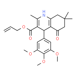 ChemSpider 2D Image | Allyl 2,7,7-trimethyl-5-oxo-4-(3,4,5-trimethoxyphenyl)-1,4,5,6,7,8-hexahydro-3-quinolinecarboxylate | C25H31NO6