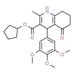 ChemSpider 2D Image | Cyclopentyl 2-methyl-5-oxo-4-(3,4,5-trimethoxyphenyl)-1,4,5,6,7,8-hexahydro-3-quinolinecarboxylate | C25H31NO6