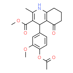 ChemSpider 2D Image | Methyl 4-(4-acetoxy-3-methoxyphenyl)-2-methyl-5-oxo-1,4,5,6,7,8-hexahydro-3-quinolinecarboxylate | C21H23NO6