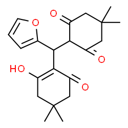 ChemSpider 2D Image | 2-[2-Furyl(2-hydroxy-4,4-dimethyl-6-oxo-1-cyclohexen-1-yl)methyl]-5,5-dimethyl-1,3-cyclohexanedione | C21H26O5