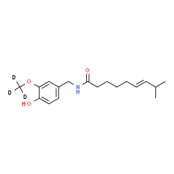 ChemSpider 2D Image | (6E)-N-{4-Hydroxy-3-[(~2~H_3_)methyloxy]benzyl}-8-methyl-6-nonenamide | C18H24D3NO3