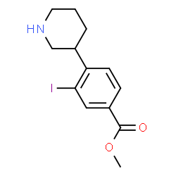 ChemSpider 2D Image | Methyl 3-iodo-4-(3-piperidinyl)benzoate | C13H16INO2
