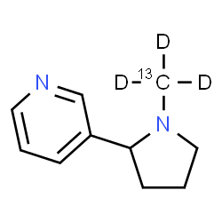 ChemSpider 2D Image | 3-[1-(~13~C,~2~H_3_)Methyl-2-pyrrolidinyl]pyridine | C913CH11D3N2