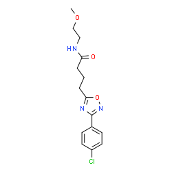 ChemSpider 2D Image | 4-[3-(4-Chlorophenyl)-1,2,4-oxadiazol-5-yl]-N-(2-methoxyethyl)butanamide | C15H18ClN3O3