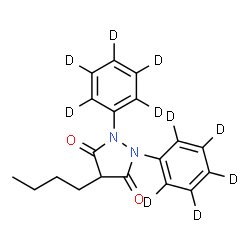 ChemSpider 2D Image | 4-Butyl-1,2-bis[(~2~H_5_)phenyl]-3,5-pyrazolidinedione | C19H10D10N2O2