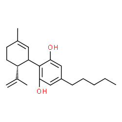 ChemSpider 2D Image | 2-[(6R)-6-Isopropenyl-3-methyl-2-cyclohexen-1-yl]-5-pentyl-1,3-benzenediol | C21H30O2