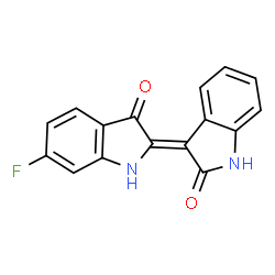 ChemSpider 2D Image | (3Z)-3-(6-Fluoro-3-oxo-1,3-dihydro-2H-indol-2-ylidene)-1,3-dihydro-2H-indol-2-one | C16H9FN2O2