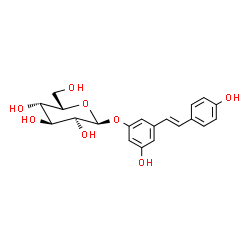 ChemSpider 2D Image | 3-Hydroxy-5-[(E)-2-(4-hydroxyphenyl)vinyl]phenyl alpha-L-gulopyranoside | C20H22O8