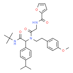 ChemSpider 2D Image | N-[2-({1-(4-Isopropylphenyl)-2-[(2-methyl-2-propanyl)amino]-2-oxoethyl}[2-(4-methoxyphenyl)ethyl]amino)-2-oxoethyl]-2-furamide | C31H39N3O5