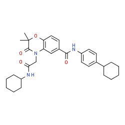 ChemSpider 2D Image | 4-[2-(Cyclohexylamino)-2-oxoethyl]-N-(4-cyclohexylphenyl)-2,2-dimethyl-3-oxo-3,4-dihydro-2H-1,4-benzoxazine-6-carboxamide | C31H39N3O4