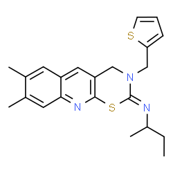 ChemSpider 2D Image | (2Z)-N-sec-Butyl-7,8-dimethyl-3-(2-thienylmethyl)-3,4-dihydro-2H-[1,3]thiazino[6,5-b]quinolin-2-imine | C22H25N3S2