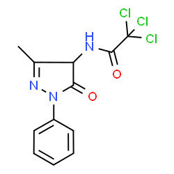 ChemSpider 2D Image | 2,2,2-Trichloro-N-(3-methyl-5-oxo-1-phenyl-4,5-dihydro-1H-pyrazol-4-yl)acetamide | C12H10Cl3N3O2