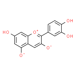 ChemSpider 2D Image | 2-(3,4-Dihydroxyphenyl)-7-hydroxy-3,5-chromeniumdiolate | C15H9O6