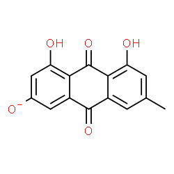 ChemSpider 2D Image | 4,5-Dihydroxy-7-methyl-9,10-dioxo-9,10-dihydro-2-anthracenolate | C15H9O5