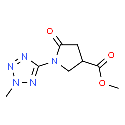 ChemSpider 2D Image | Methyl 1-(2-methyl-2H-tetrazol-5-yl)-5-oxo-3-pyrrolidinecarboxylate | C8H11N5O3