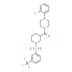 ChemSpider 2D Image | [4-(2-Fluorophenyl)-1-piperazinyl](1-{[3-(trifluoromethyl)phenyl]sulfonyl}-3-piperidinyl)methanone | C23H25F4N3O3S