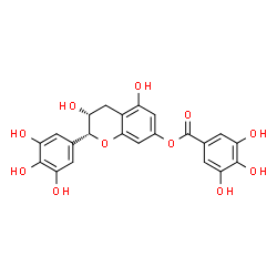 ChemSpider 2D Image | (2R,3R)-3,5-Dihydroxy-2-(3,4,5-trihydroxyphenyl)-3,4-dihydro-2H-chromen-7-yl 3,4,5-trihydroxybenzoate | C22H18O11