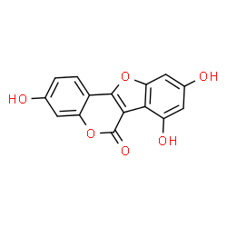 ChemSpider 2D Image | 3,7,9-Trihydroxy-6H-[1]benzofuro[3,2-c]chromen-6-one | C15H8O6