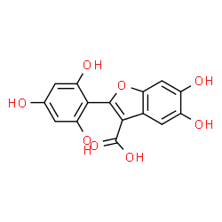 ChemSpider 2D Image | 5,6-Dihydroxy-2-(2,4,6-trihydroxyphenyl)-1-benzofuran-3-carboxylic acid | C15H10O8