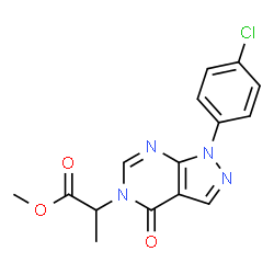 ChemSpider 2D Image | Methyl 2-[1-(4-chlorophenyl)-4-oxo-1,4-dihydro-5H-pyrazolo[3,4-d]pyrimidin-5-yl]propanoate | C15H13ClN4O3
