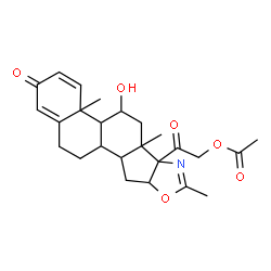 ChemSpider 2D Image | 2-(5-Hydroxy-4a,6a,8-trimethyl-2-oxo-2,4a,4b,5,6,6a,9a,10,10a,10b,11,12-dodecahydro-6bH-naphtho[2',1':4,5]indeno[1,2-d][1,3]oxazol-6b-yl)-2-oxoethyl acetate | C25H31NO6
