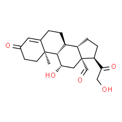 ChemSpider 2D Image | (11beta,17alpha)-11,21-Dihydroxy-3,20-dioxopregn-4-en-18-al | C21H28O5