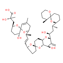 ChemSpider 2D Image | (2R)-2-hydroxy-3-[(2S,5R,6R,8S)-5-hydroxy-8-{(1R,2E)-3-[(2R,4a'R,5R,6'S,8'R,8a'S)-8'-hydroxy-6'-{(1S,3S)-1-hydroxy-3-[(2S,6R,11S)-11-methyl-1,7-dioxaspiro[5.5]undec-2-yl]butyl}-7'-methylideneoctahydro-3H,3'H-spiro[furan-2,2'-pyrano[3,2-b]pyran]-5-yl] | C44H68O13