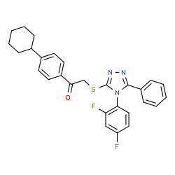 ChemSpider 2D Image | 1-(4-Cyclohexylphenyl)-2-{[4-(2,4-difluorophenyl)-5-phenyl-4H-1,2,4-triazol-3-yl]sulfanyl}ethanone | C28H25F2N3OS