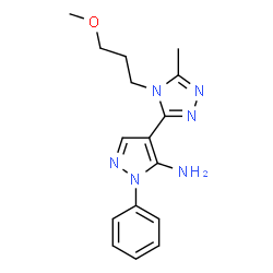 ChemSpider 2D Image | 4-[4-(3-Methoxypropyl)-5-methyl-4H-1,2,4-triazol-3-yl]-1-phenyl-1H-pyrazol-5-amine | C16H20N6O