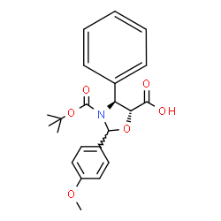 ChemSpider 2D Image | (4S,5R)-2-(4-Methoxyphenyl)-3-{[(2-methyl-2-propanyl)oxy]carbonyl}-4-phenyl-1,3-oxazolidine-5-carboxylic acid | C22H25NO6