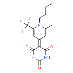 ChemSpider 2D Image | 5-[1-Butyl-2-methyl-6-(trifluoromethyl)-4(1H)-pyridinylidene]-2,4,6(1H,3H,5H)-pyrimidinetrione | C15H16F3N3O3