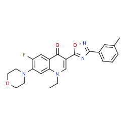 ChemSpider 2D Image | 1-Ethyl-6-fluoro-3-[3-(3-methylphenyl)-1,2,4-oxadiazol-5-yl]-7-(4-morpholinyl)-4(1H)-quinolinone | C24H23FN4O3