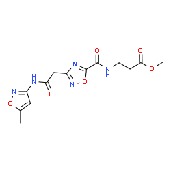 ChemSpider 2D Image | Methyl N-[(3-{2-[(5-methyl-1,2-oxazol-3-yl)amino]-2-oxoethyl}-1,2,4-oxadiazol-5-yl)carbonyl]-beta-alaninate | C13H15N5O6