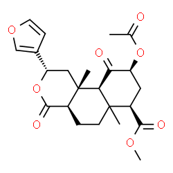 ChemSpider 2D Image | Methyl (2S,4aR,7R,9S,10aS,10bR)-9-acetoxy-2-(3-furyl)-6a,10b-dimethyl-4,10-dioxododecahydro-2H-benzo[f]isochromene-7-carboxylate | C23H28O8