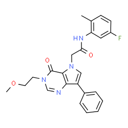 ChemSpider 2D Image | N-(5-Fluoro-2-methylphenyl)-2-[3-(2-methoxyethyl)-4-oxo-7-phenyl-3,4-dihydro-5H-pyrrolo[3,2-d]pyrimidin-5-yl]acetamide | C24H23FN4O3