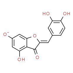 ChemSpider 2D Image | (2Z)-2-(3,4-Dihydroxybenzylidene)-4-hydroxy-3-oxo-2,3-dihydro-1-benzofuran-6-olate | C15H9O6